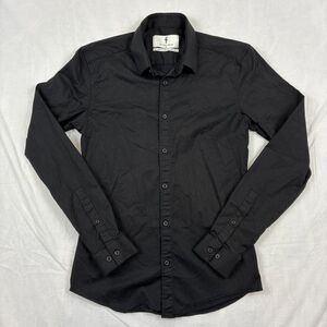 Father Sons Men's Black Slim Fit Stretch Button-Up Shirt S